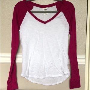 Pink and white baseball shirt